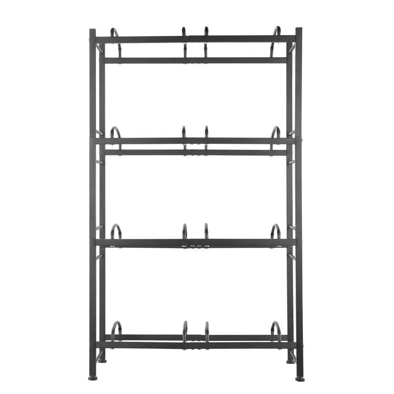 4 Tiers Water Jug Holder Double Row Water Bottle Rack for 8 Bottles Black