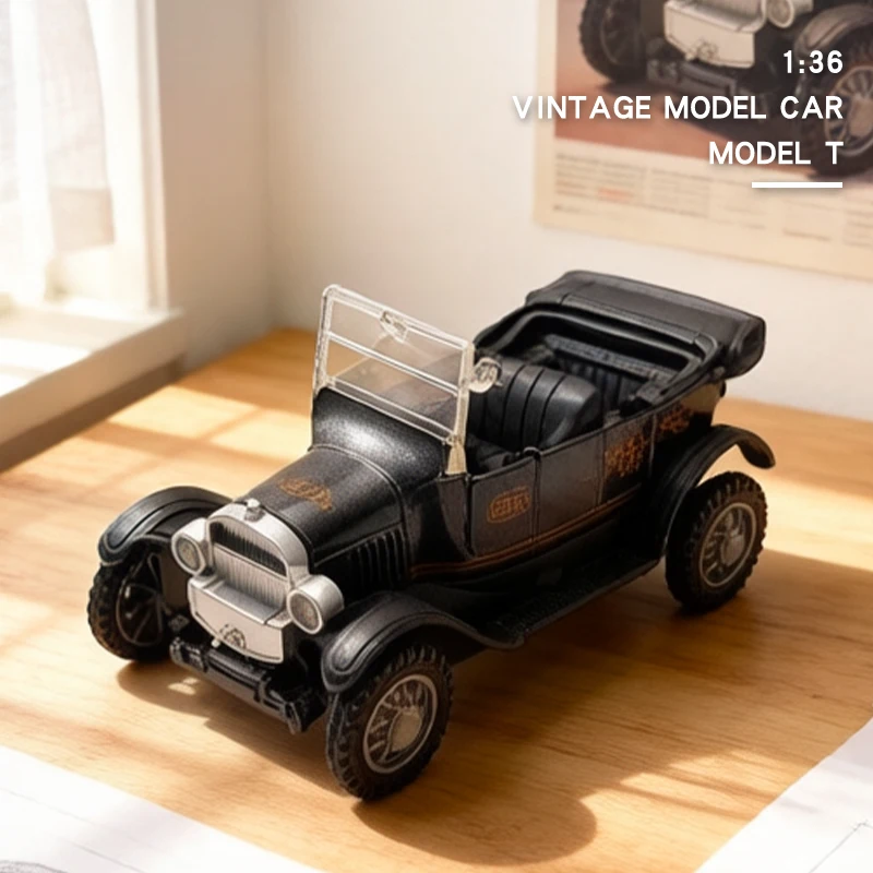 1:36 Vintage-Modellauto aus Legierung, klassisches Cabriolet, Drück-und-Gehen-Automodell, Miniaturfahrzeug-Replik für Sammler und als Geschenk – Detail 2