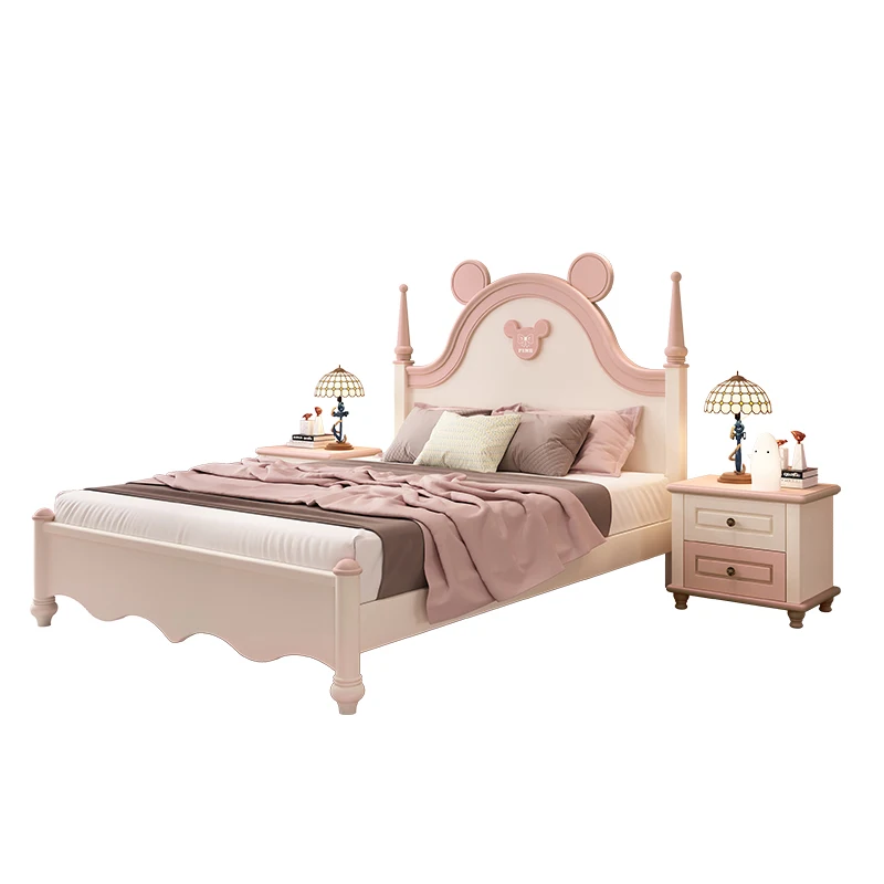

Children's bed pink princess bed 1.2 meters 1.5 meters single bed girls girl heart furniture set