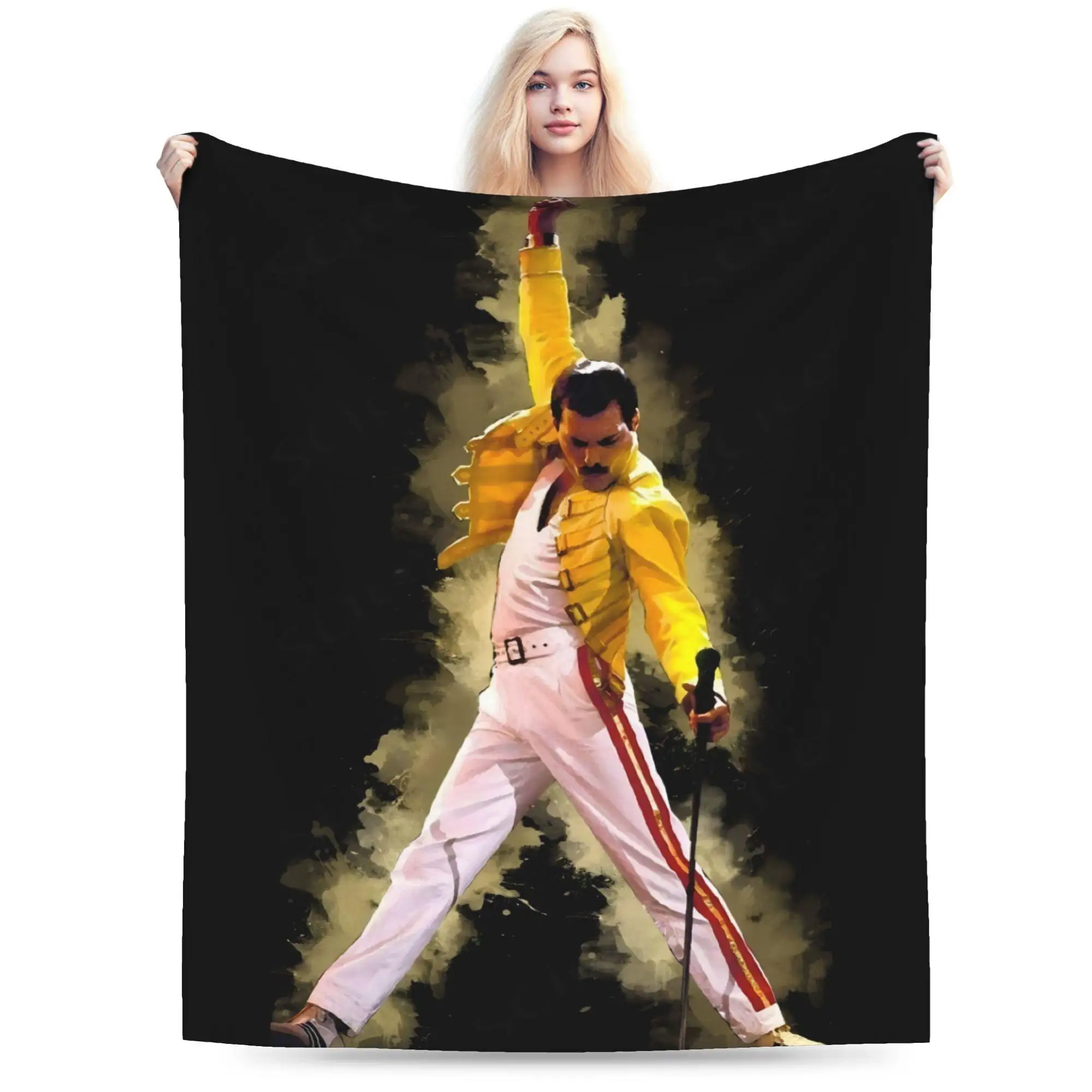Vintage Rock Singer Q-Queen F-Freddie M-Mercury Blanket Bedspread on the Bed Blankets Home and Decoration Throw Sofa Throws Knee