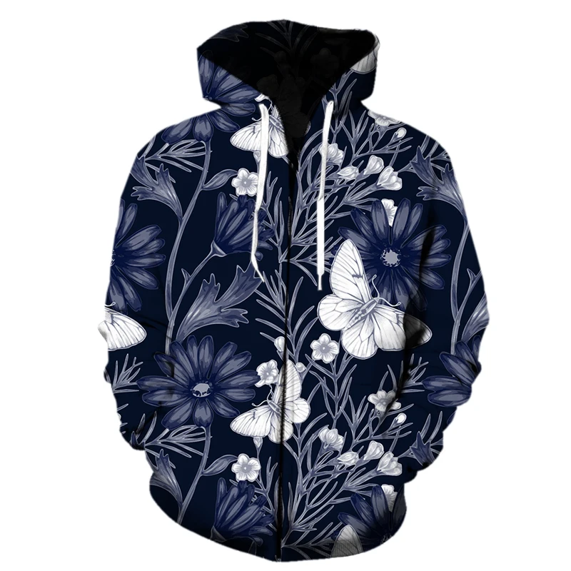 2021 New Fashion 3D Print Exquisite cartoon butterfly pattern New Zipper Hooded Sweatshirt Men/women Casual Autumn Hoodies Tops