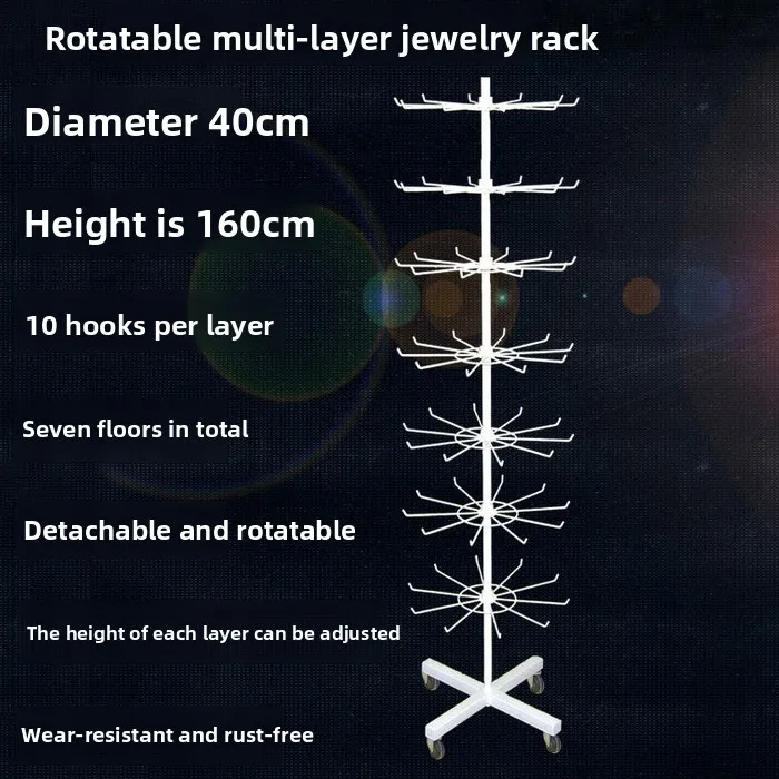 

Street Vendor Multi-Layer Rotating Display Ra with Casters for Hats Jewelry Scarves Gloves Sos Faion Accories