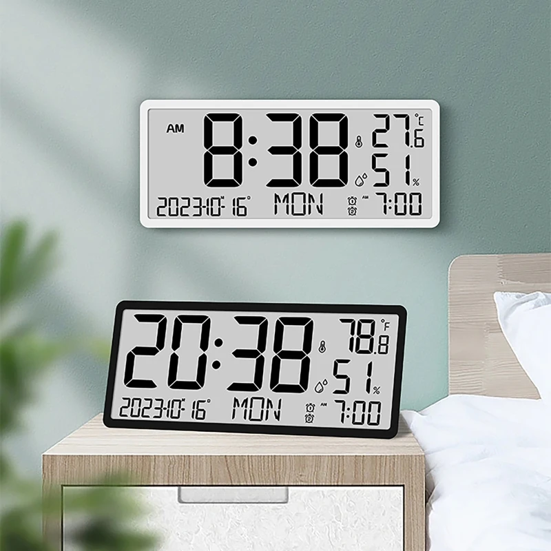 Multifunctional Wall Clock Living Room Desktop Clock Simple Modern Alarm Clock Temperature Humidity Indoor Electronic Clock