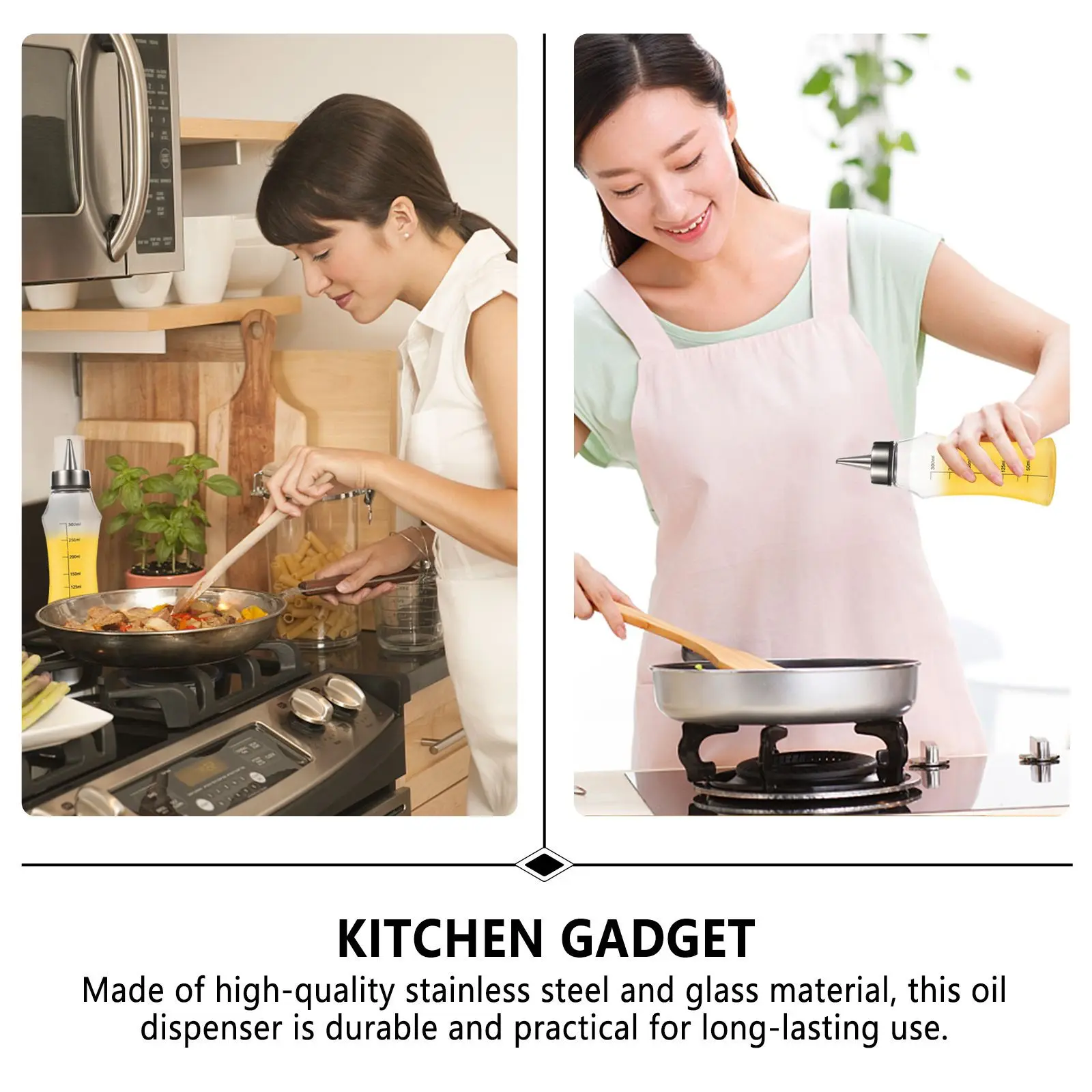 

1Pcs Oil Dispenser Glass Bottle Stainless Steel Leakproof Backflow Design for Olive Oil Vinegar Cooking Picnic Bbq