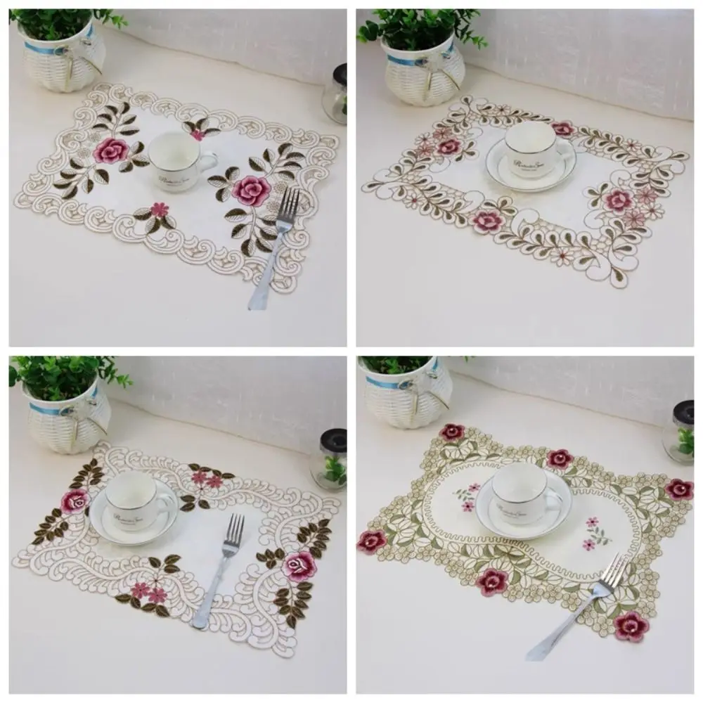 الشمال نمط خمر طاولة طعام مكان حصيرة عدم الانزلاق كبير الأزهار أدوات المائدة قابل للغسل النفط واقية الوقايات الشرب #2