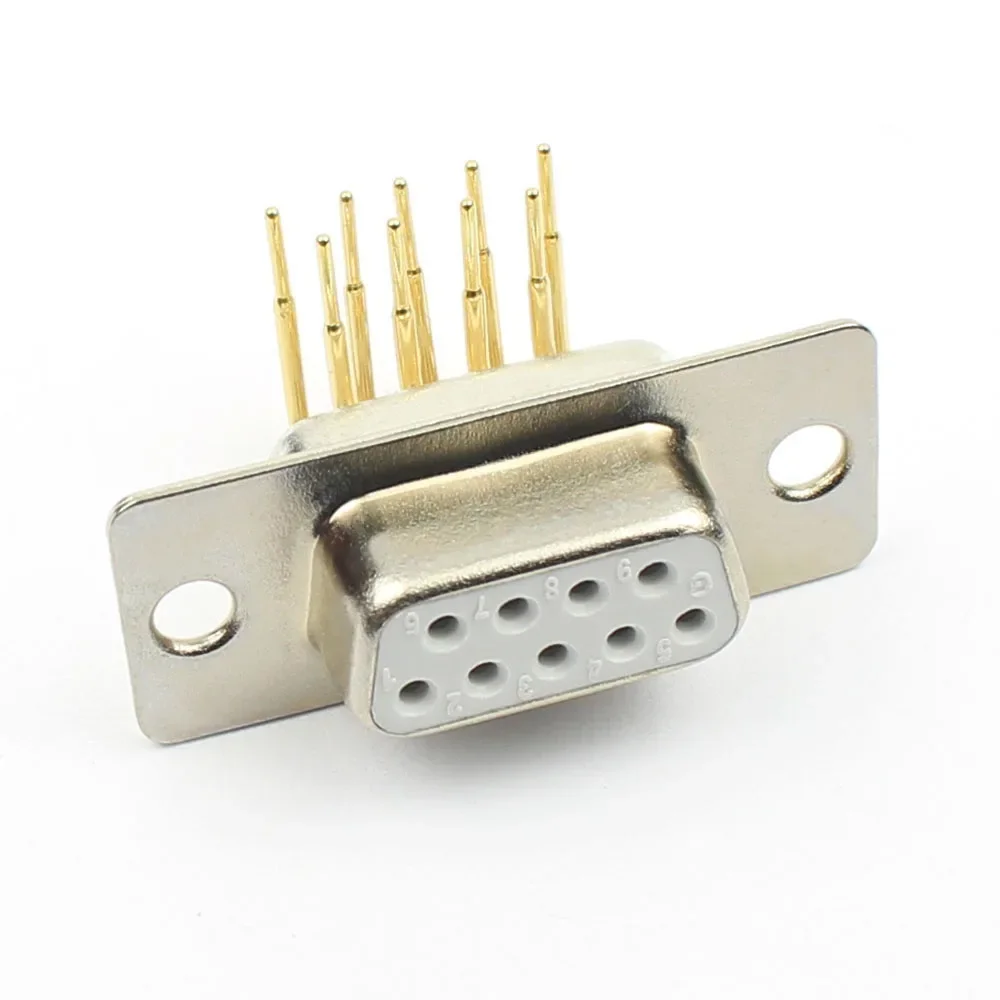 20pcs DB9 D-SUB 9 Machine Pin Gold Plated Round PCB Right Angle Connector 9P Male Female Through Hole Plug Socket Adapter 2 Rows