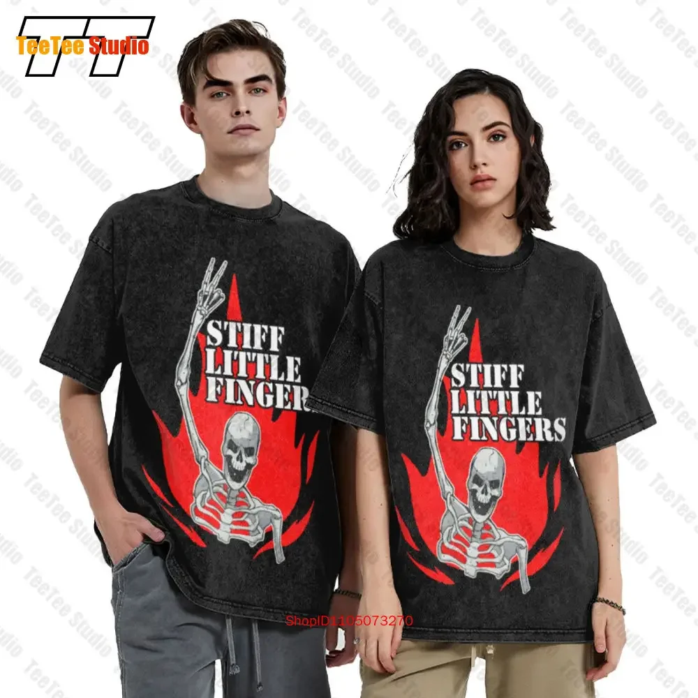 Stiff Little Fingers Skeleton Flame Vintage Oversized T-Shirt DMNB