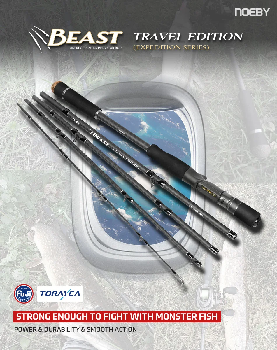 NOEBY Beast Predator Travel Edition Angelrute 1,83 m 2,13 m Spinning Casting Fuji Toray Wels Predator Tragbare Angelruten – Detail 2