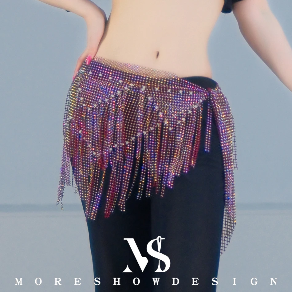 Bufanda de cadera para danza del vientre para mujer con borlas y lentejuelas, cinturón de cadena para la cintura, accesorio para actuación en escenario, accesorios para atuendo
