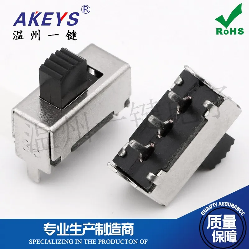 10 PCS SS-12F02 Handle Height 5/6mm (1p2t) Single Row 3 Leg 2-Speed Vertical Toggle Switch Fixed Leg Shell 8.5H