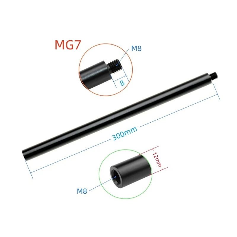 Universal 12mm Diameter Rod Extension for Tripods and Motorcycle Mounts