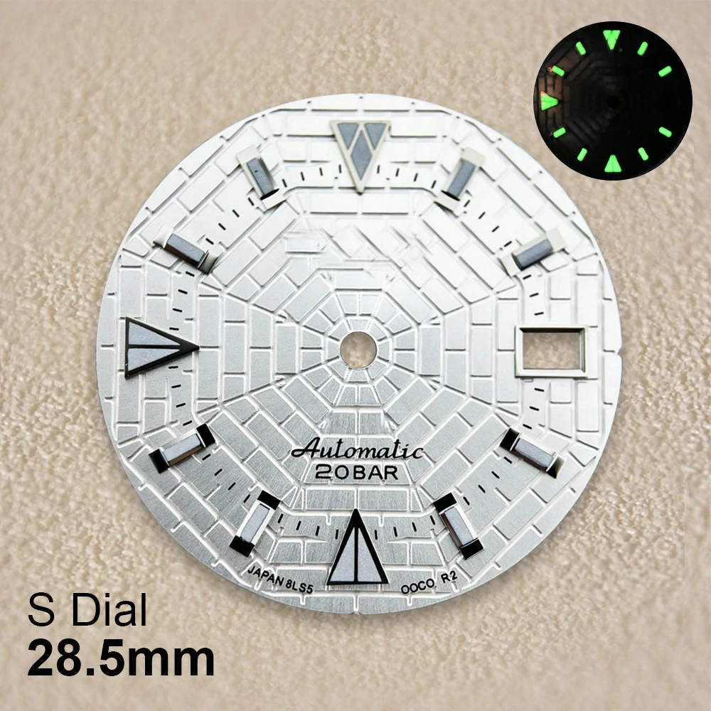 

28.5mm S Logo Cobweb Dial Suitable for NH35/NH36/7S Japanese Movement Green Luminous High Quality Watches Modified Accessories