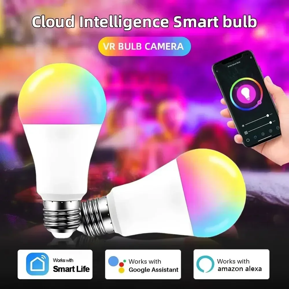 Tuya Smart LED Bulb 16Colors RGB Multicolor Bulb E27 Base 220V Household Lighting Dimmable 24Key Remote Control Atmosphere Light