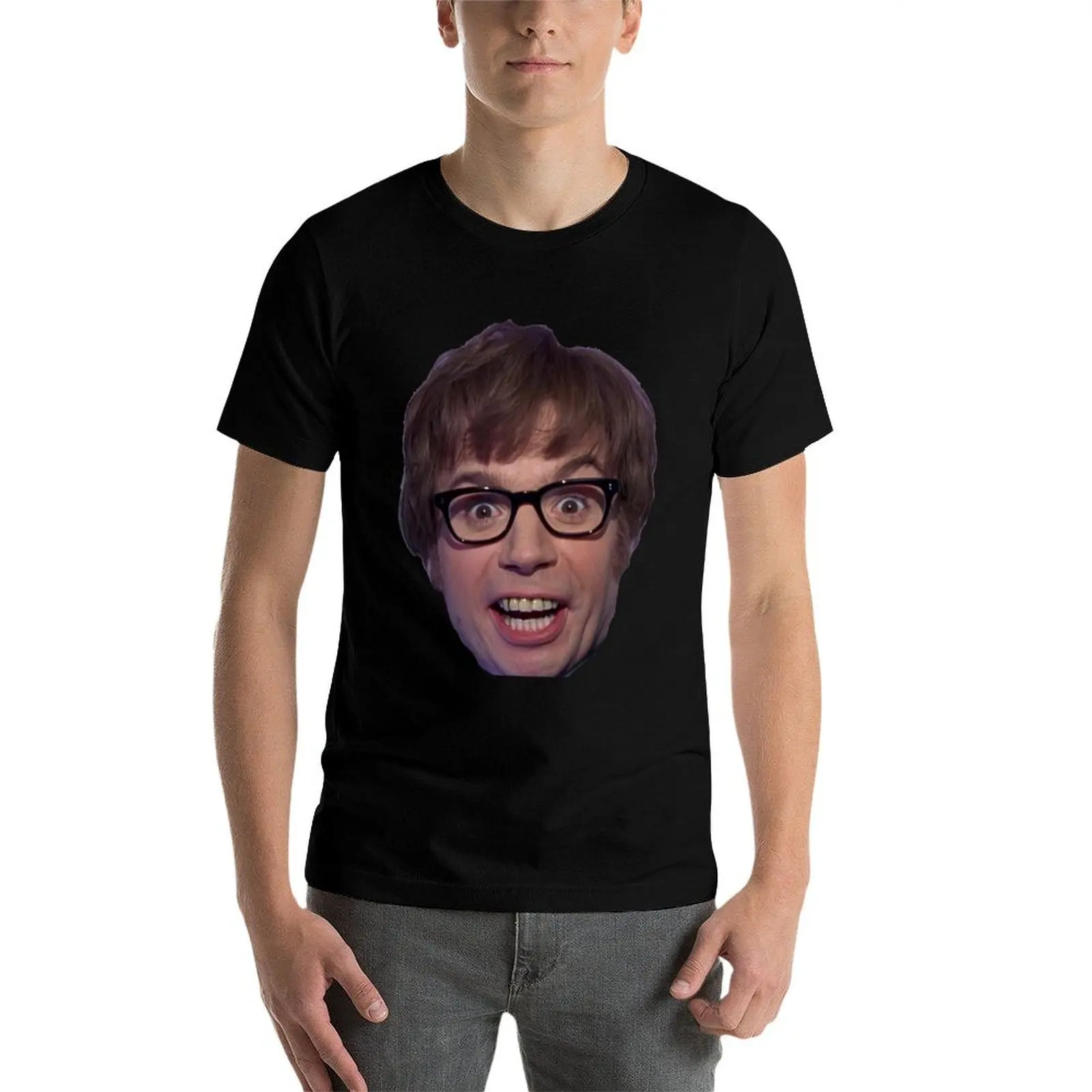 

Austin Powers Face Sticker T-Shirt cotton t shirt man man t shirt summer man t shirt heavy cotton T-Shirt