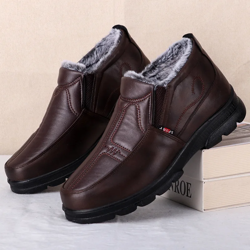 Herren Dicke Plüsch-Antirutsch-Warme Schneestiefel, Leicht An- und Auszuziehen, Formelle Winterschuhe für Herren – Detail 4
