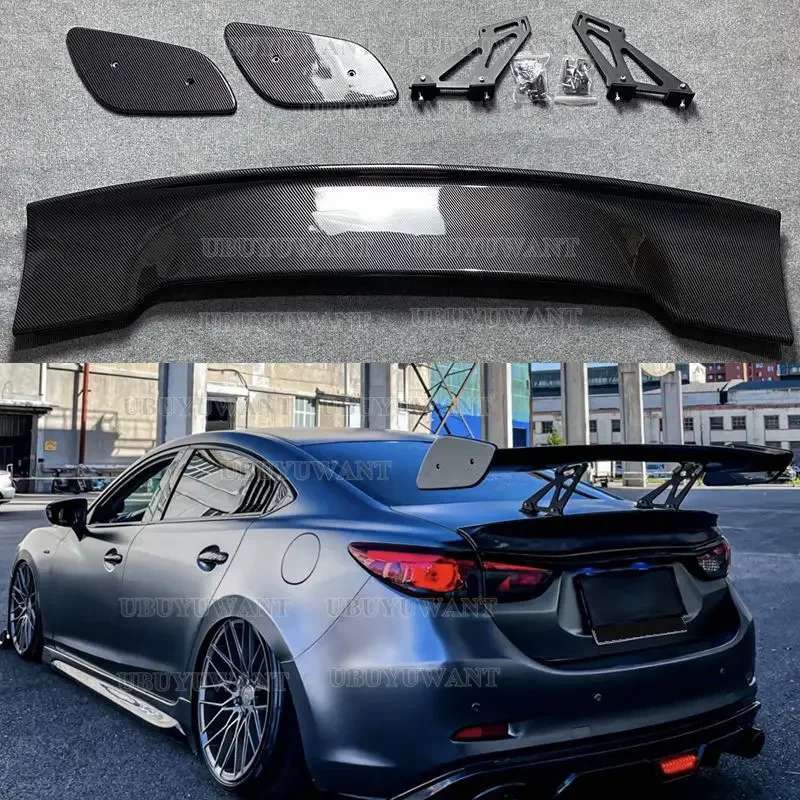 For Mazda 3 AXELA /Mazda 6 Atenza ABS Plastic Material Unpainted Color Rear Roof GT Spoiler Wing Trunk Lip Boot Cover