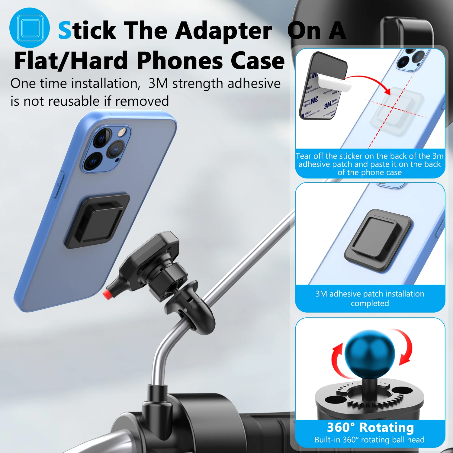 

Motorcycle phone stand, anti-shake, quick release Phone stand Motorcycle Mirror stand - universal, rugged, adjustable design