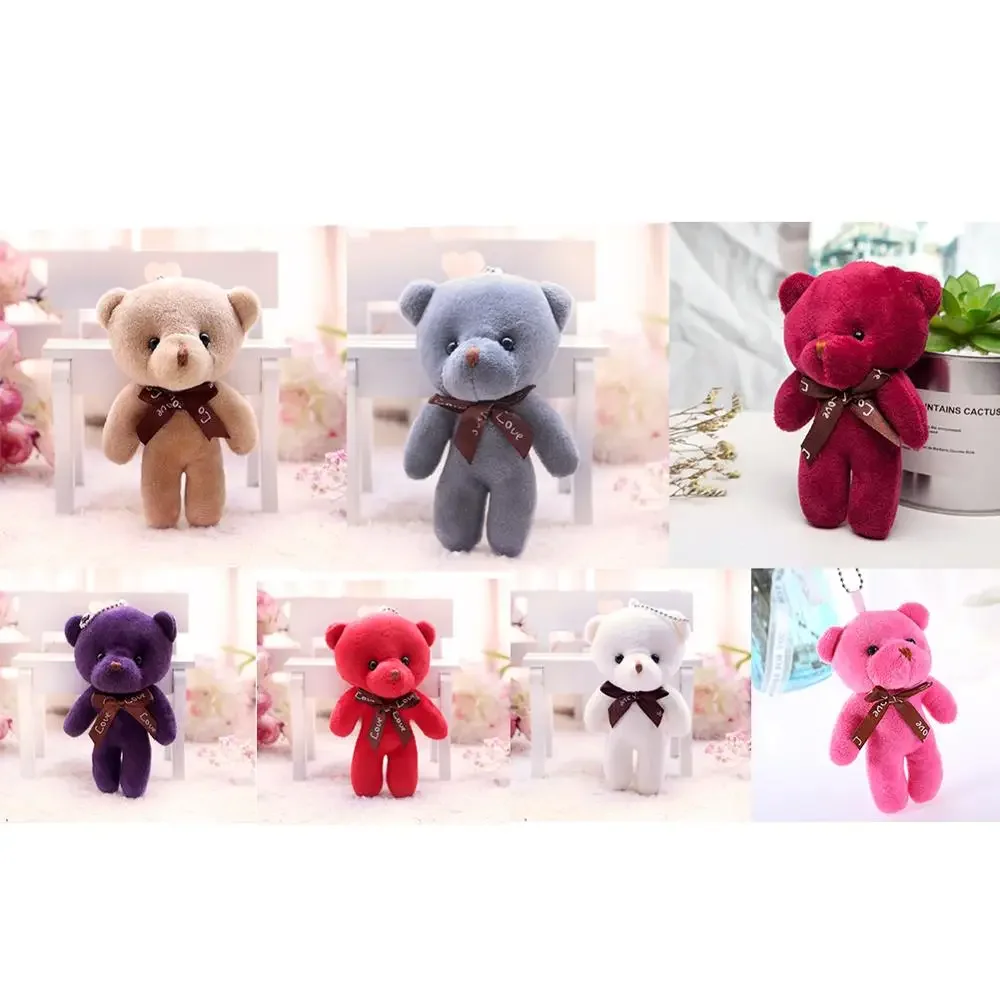 1 unidad de colgante de oso unido de 12cm PP, bonito juguete de peluche suave de algodón, Mini oso de peluche, ramo de juguetes, muñeco de peluche, regalo de vacaciones y Navidad