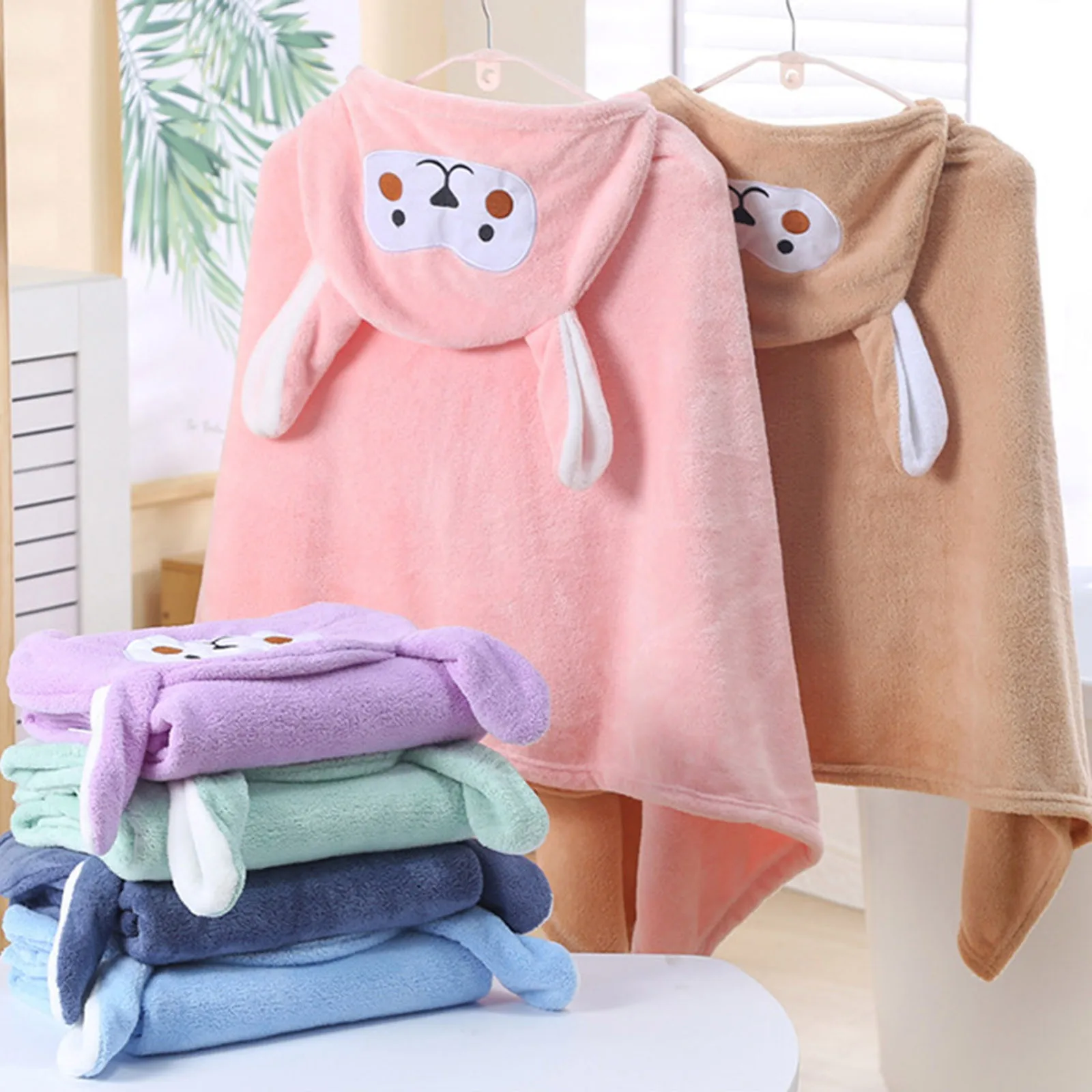 Kids Bath Towel Ultra Soft Hooded Towel Bathrobe Blanket Toddlers Shower Bathrobes For Boys Girls Cute Cartoon Hooded Sleepdress