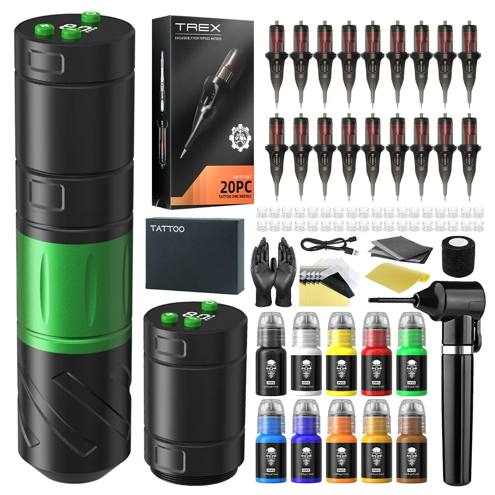 

Tattoo Kit T-Rex High Quality Rotating Tattoo Machine Pen with 2 Battery Power Tattoo Machine, Wireless Tattoo Gun Kit