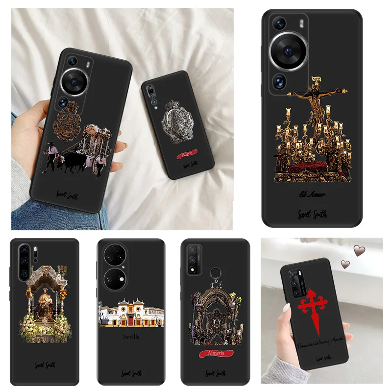 Matte Phone Case for Huawei P20 Pro P Smart P40 P30 Moto G30 G31 G200 One Fusion Virgin Mary Jesus Church Soft Black Case Funda