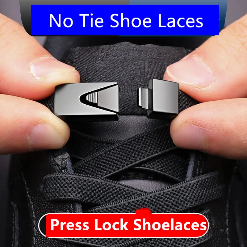 8mm No Tie Shoe Laces Press Lock Shoelaces Without Ties Elastic Laces Sneaker Kids Adult Widened Flat Shoelace for Shoes