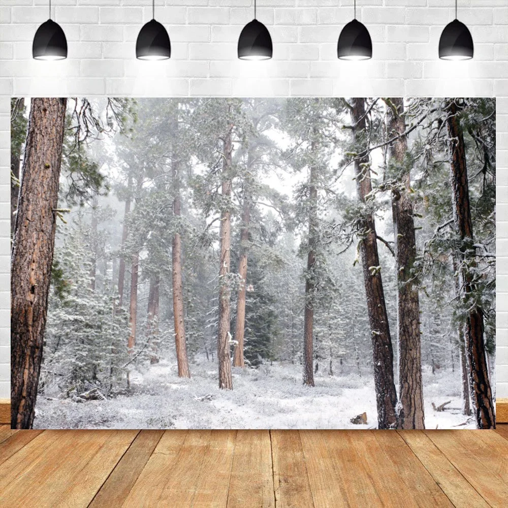 Old Tree Forest Winter Snow Park Outdoor Scenic Photography Backdrop Christmas Photographic Background Photocall Photo Studio