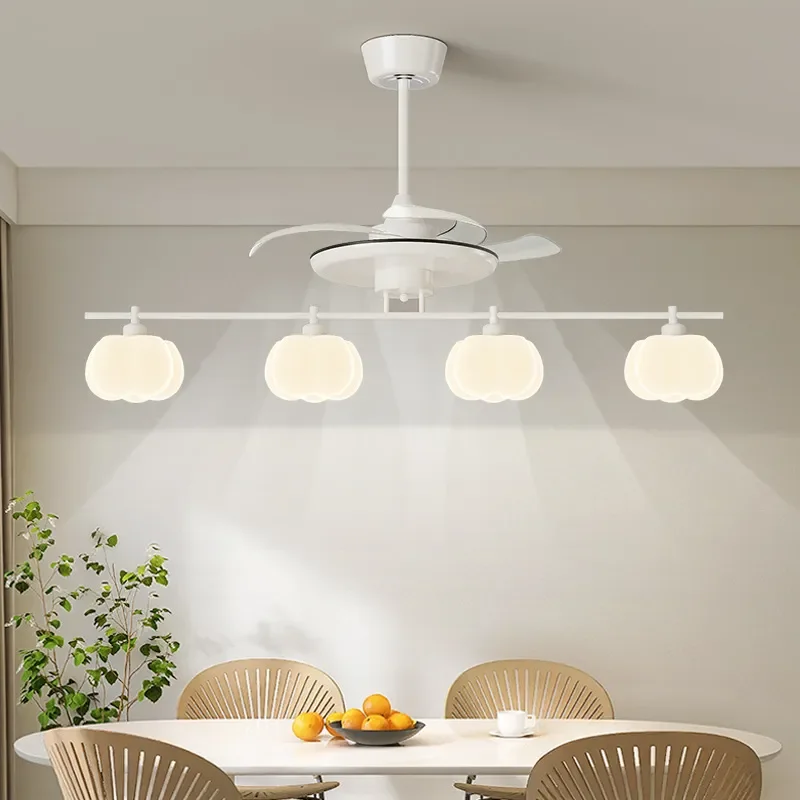 Cream Wind Style Silent Invisible Ceiling Fan Light Creative Cloud Design for Living Room Dining Room and Children's Bedroom
