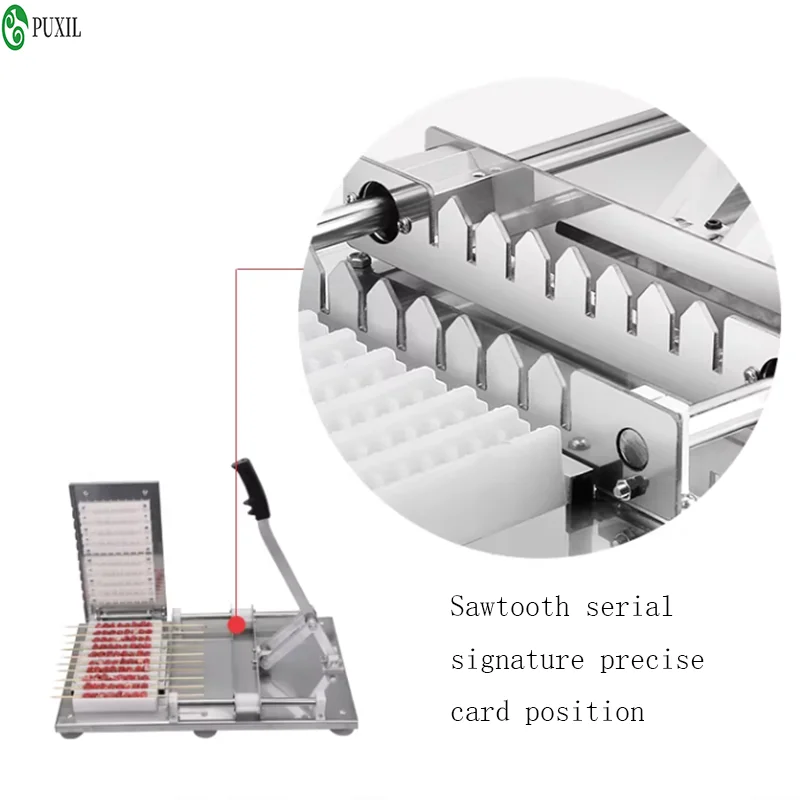 Manual Satay Skewer Machine BBQ Stainless Steel Mutton Kebab Lamb Skewer Tools Doner Kebab Meat Wear String Machine