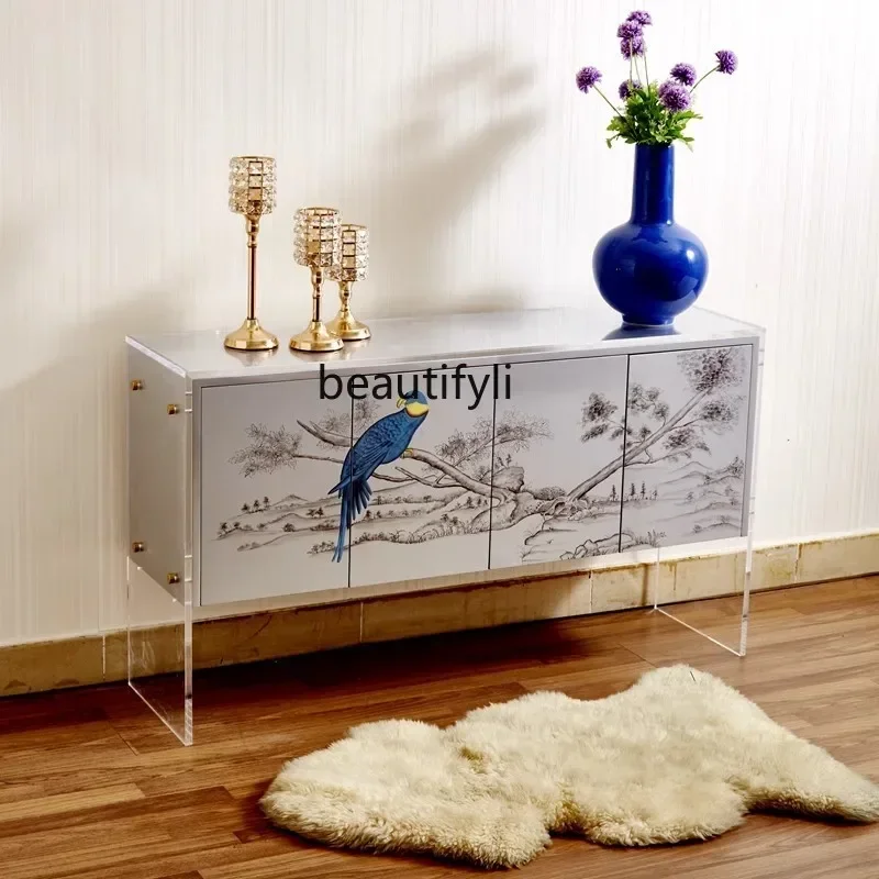 Living room partition cabinet acrylic locker light luxury decoration homestay art dining side cabinet6239