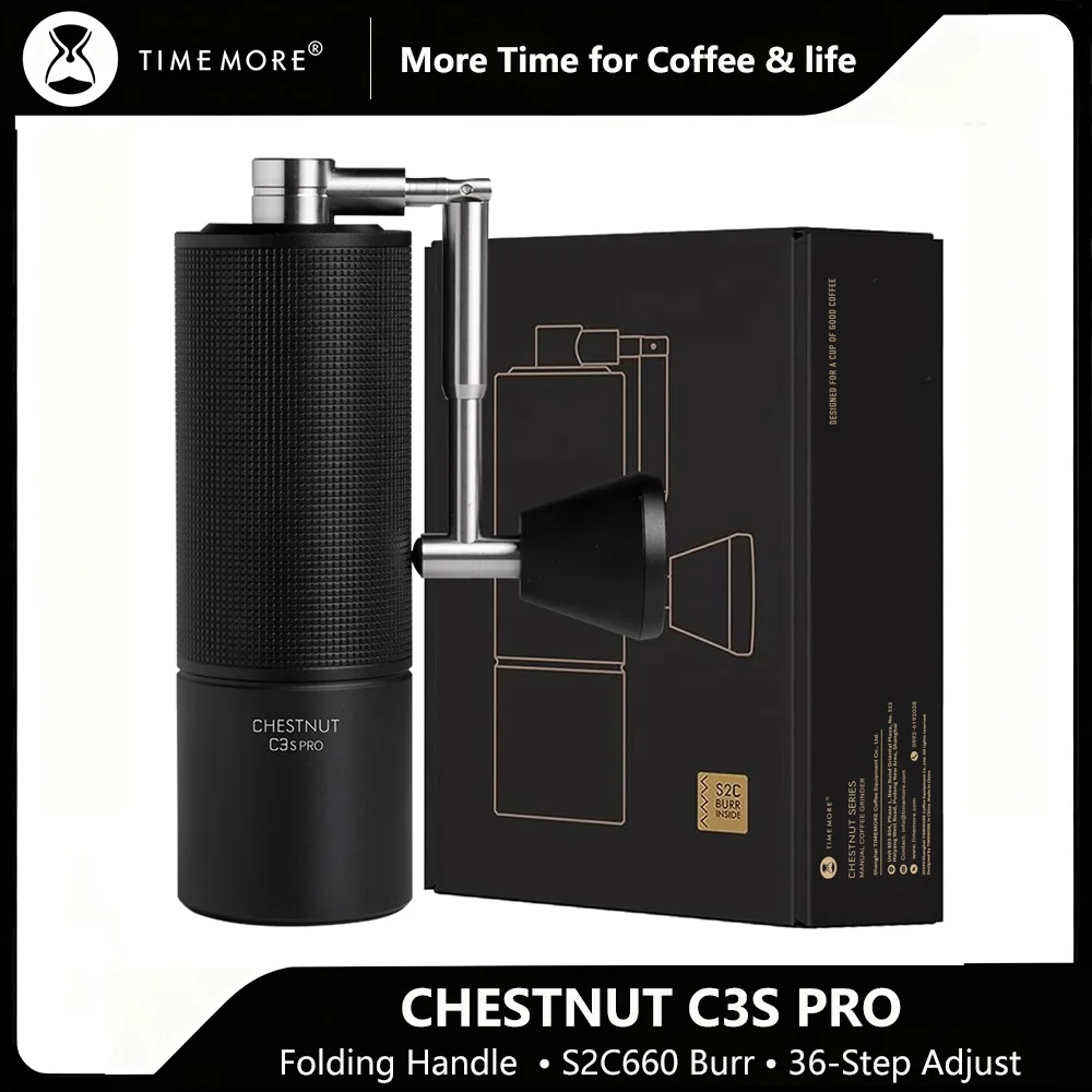 TIMEMORE C3S PRO Manual Coffee Grinder 38mm Adjustable Setting Stainless Steel Burr Premium Hand Conical Burr Mill for Espresso
