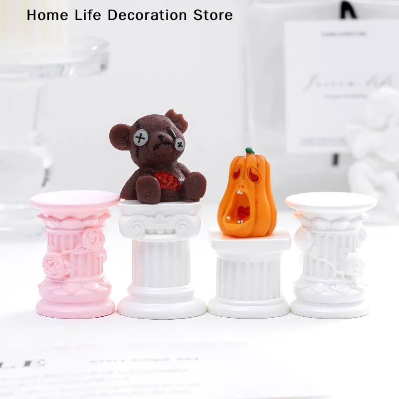 【TG】Roman Pillar Greek Column Statue Pedestal Candlestick Stand Figurine Sculpture Indoor Home Dinning Room Garden Scenery Decor