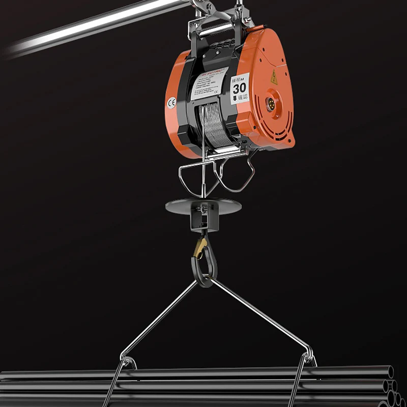 220V/1300W Household Portable Suspended Small Hoist Hoist Ultra High Efficiency Cable Winch Mini Electric Hoist Crane