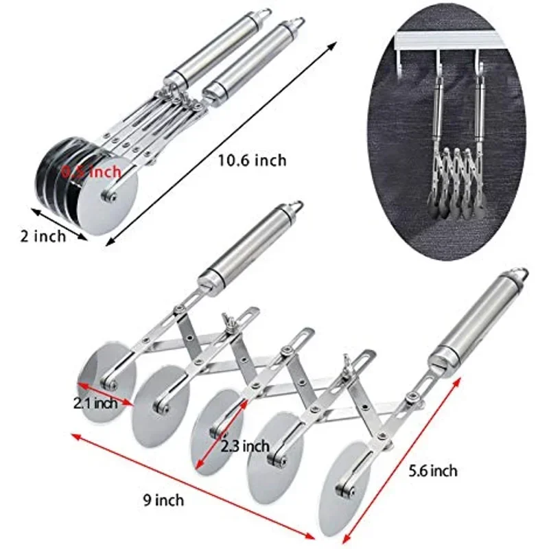 Imagem -05 - Cortador de Pastelaria Multi-redondo com Alça Fatiador de Pizza Inoxidável Rolo Biscoito Pastelaria Faca Divisor Rodas