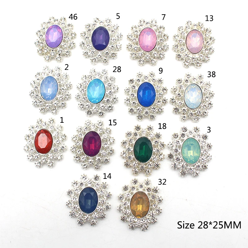 

5Pcs 25 * 28MM Oval metal Rhinestone Resin Accessories Diy Wedding Dress Headwear Gift Box Accessories