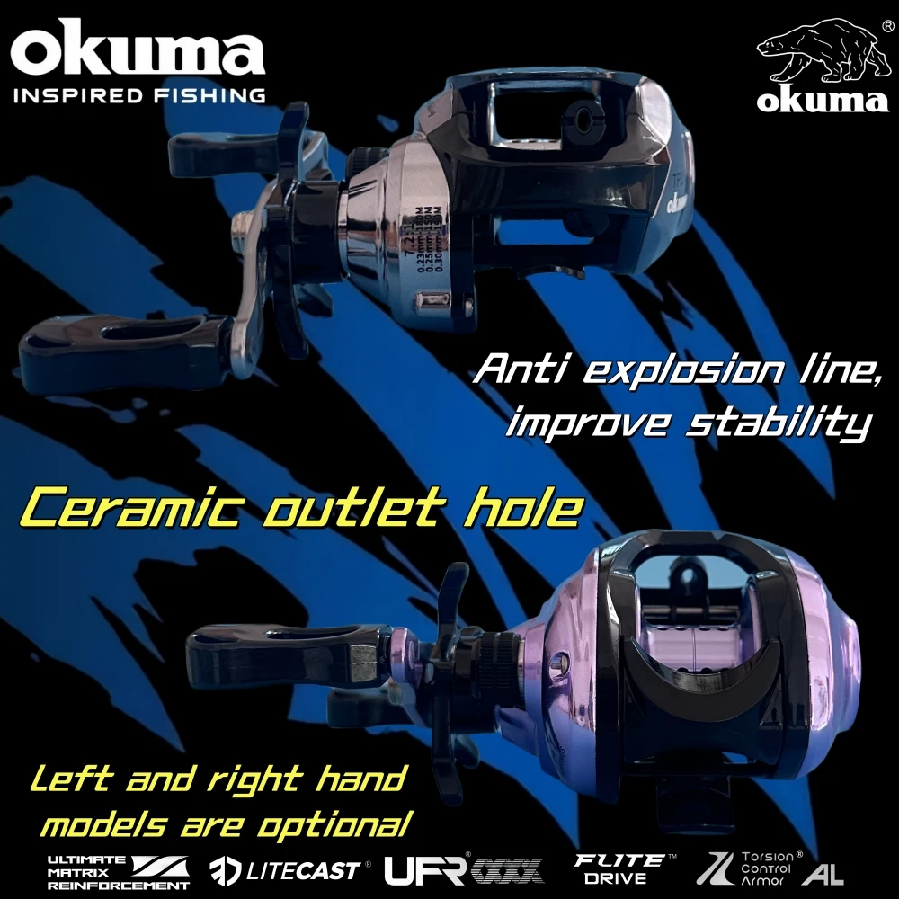 Imagem -03 - Okuma-isca Fundição Carretéis de Pesca Pesca por Gotejamento Lance Longe 8kg Max Drag Ultra Light 7.2:1 Relação de Engrenagem Carp Baitcasting Roda