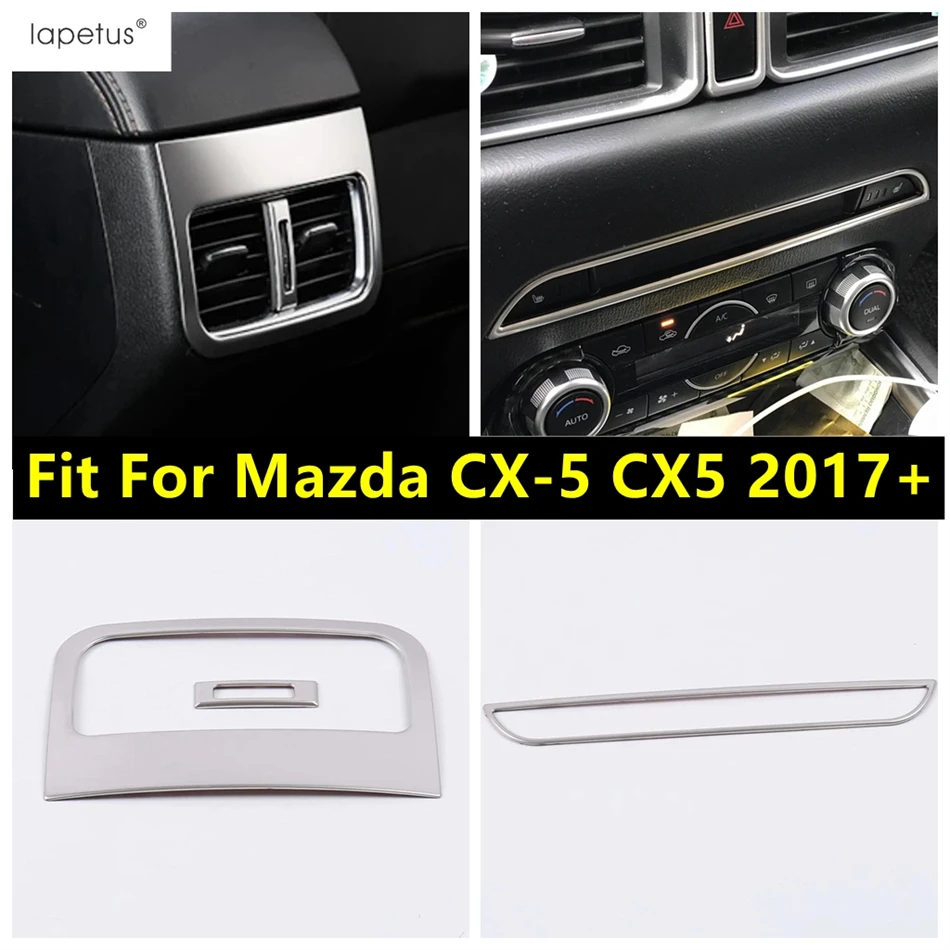 

For Mazda CX-5 2017 - 2024 CD Panel / Rear Armrest Air AC Conditioning Vent Outlet Frame Cover Trim Stainless Steel Accessories