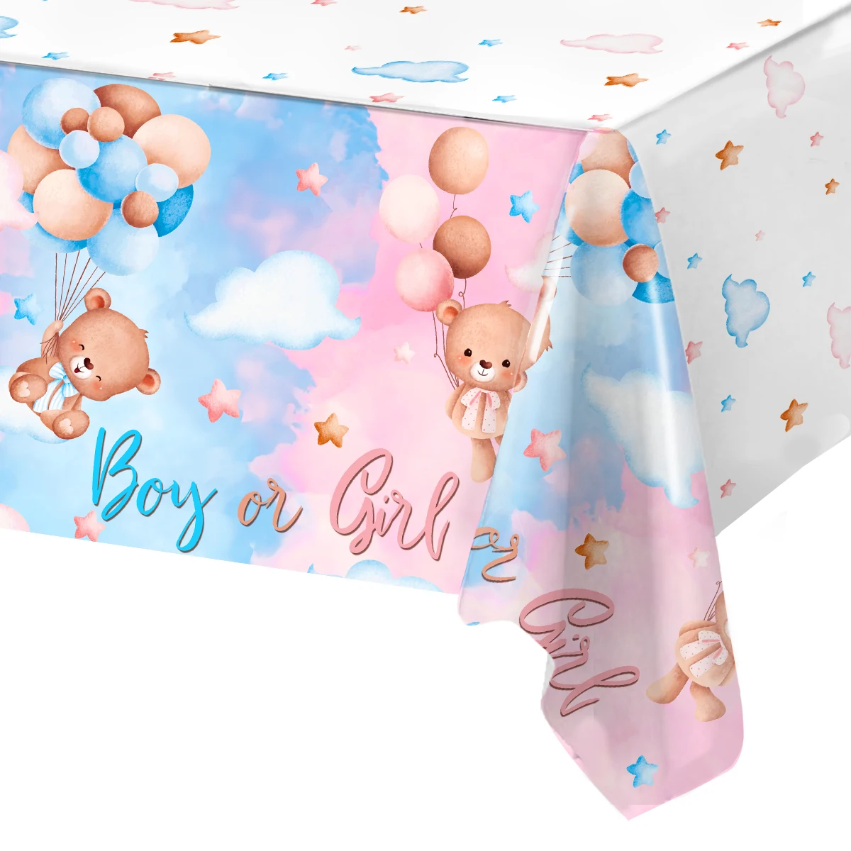 Gender Reveal Party Tablecloth Boy or Girl Baby Shower Decor Newborn Table Cover He Or She Gender Reveal Party Supplies