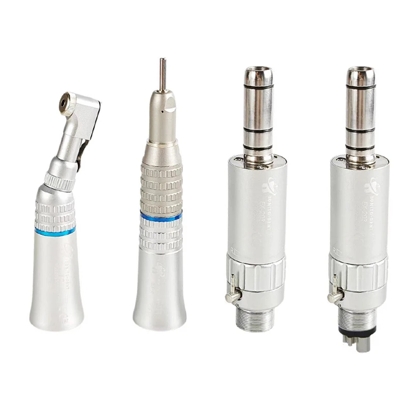 Latch Type External Water Spray Low Speed Dental Handpiece Set 1:1 Contra Angle Air Motor 2/4 Holes Dentistry Lab Handpiece