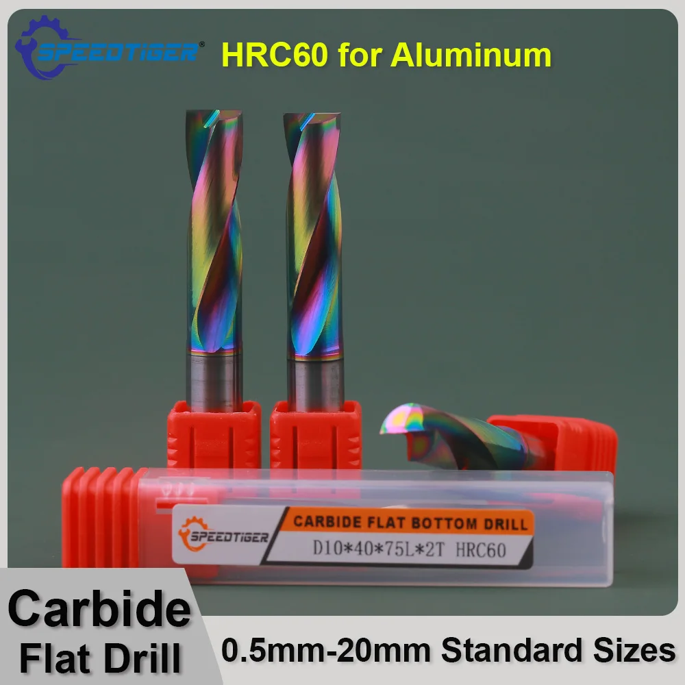 

SPEEDTIGER Flat Drill Solid Carbide DLC Coating for Non-metal Aluminum CNC Inclined Curved Surface Bottom Hole Making 0.5-20mm