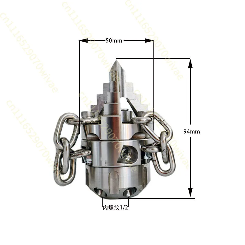 High pressure nozzle rotary blasting chain rotating 304 stainless steel cleaning grease root blockage pipeline blasting king