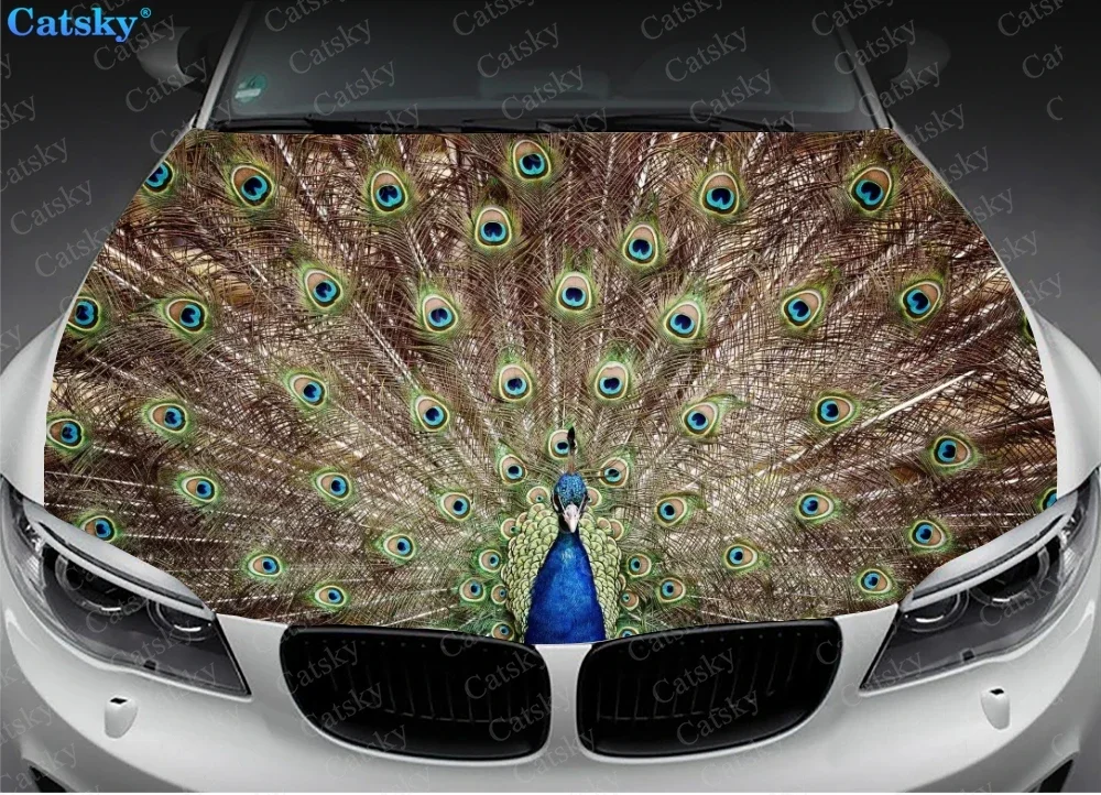 Peacock Car hood vinyl stickers wrapped PVC film hood decals stickers general car modified hood protection stickers