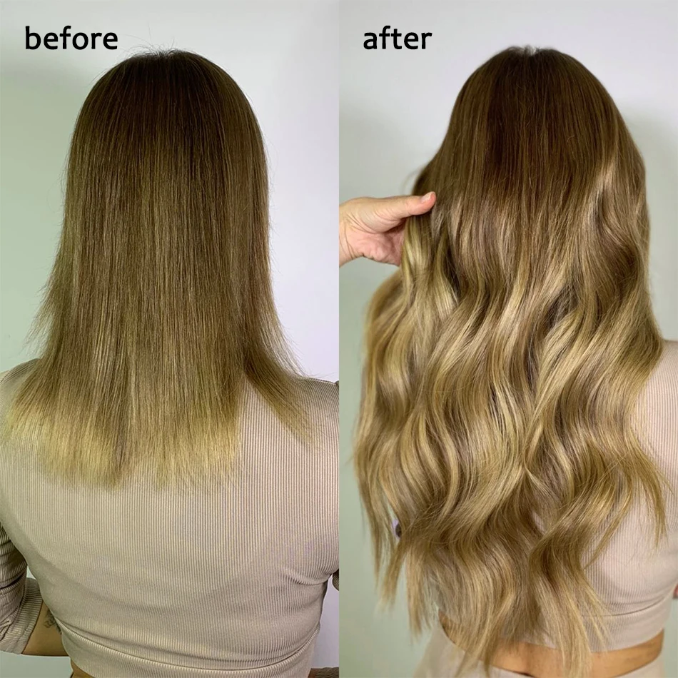 Ekstensi rambut manusia klip dalam ekstensi rambut Balayage 14 sampai 22 inci klip rambut manusia Vrigin Remy Ins untuk wanita lurus halus