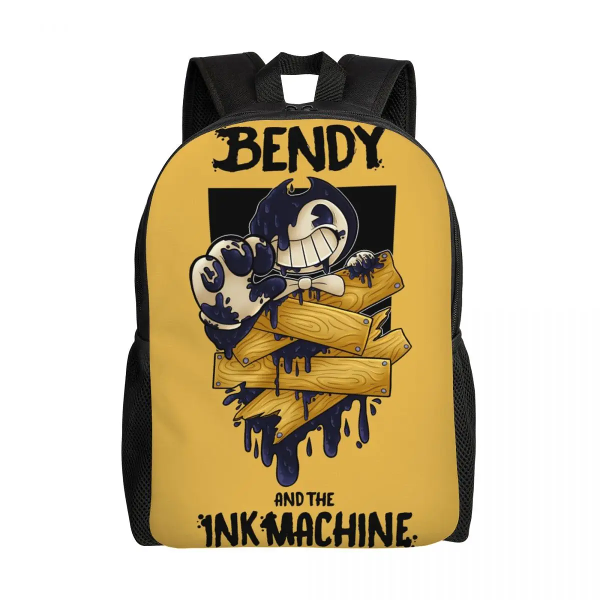 

Пользовательские рюкзаки B-Bendy And The Ink M-Machine для женщин и мужчин, школьная студенческая сумка для книг, подходит для 15-дюймовых ноутбуков Horro Game Bags