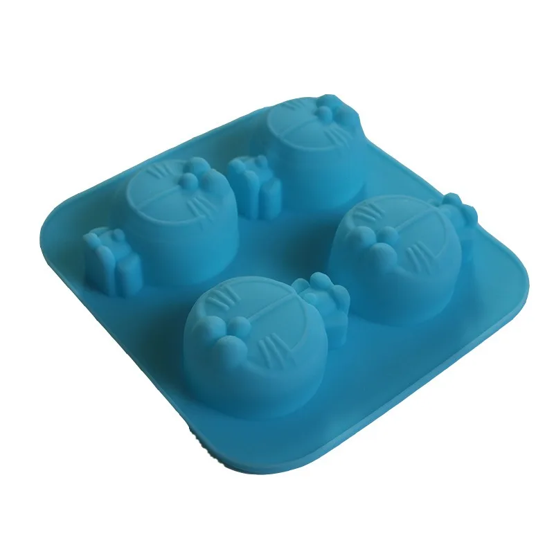 Doraemon Silicone Cake Moulds 4 Holes Fondant Chocolate Candy Donuts Bakeware Pastry Mould Cartoon Anime Kitchen Baking Tools