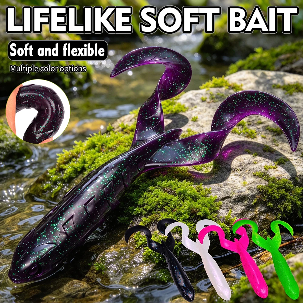 SUNLURE RL035 Twin Tail Soft Fishing Lure 10-30.5cm 5 Colors Hooks Not Included
