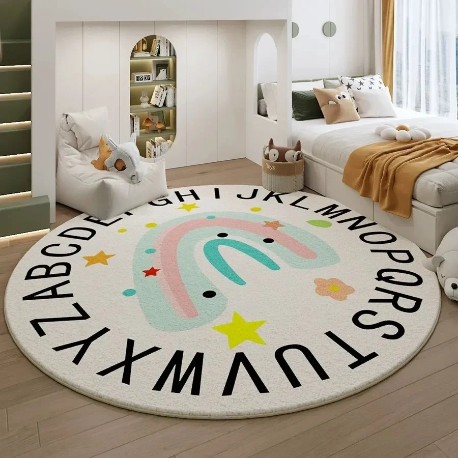 ABC Cartoon Animal Circular Carpet - Education Children's Room Home Decoration Carpet Mat Anti Slip Children's Game Room Carpet