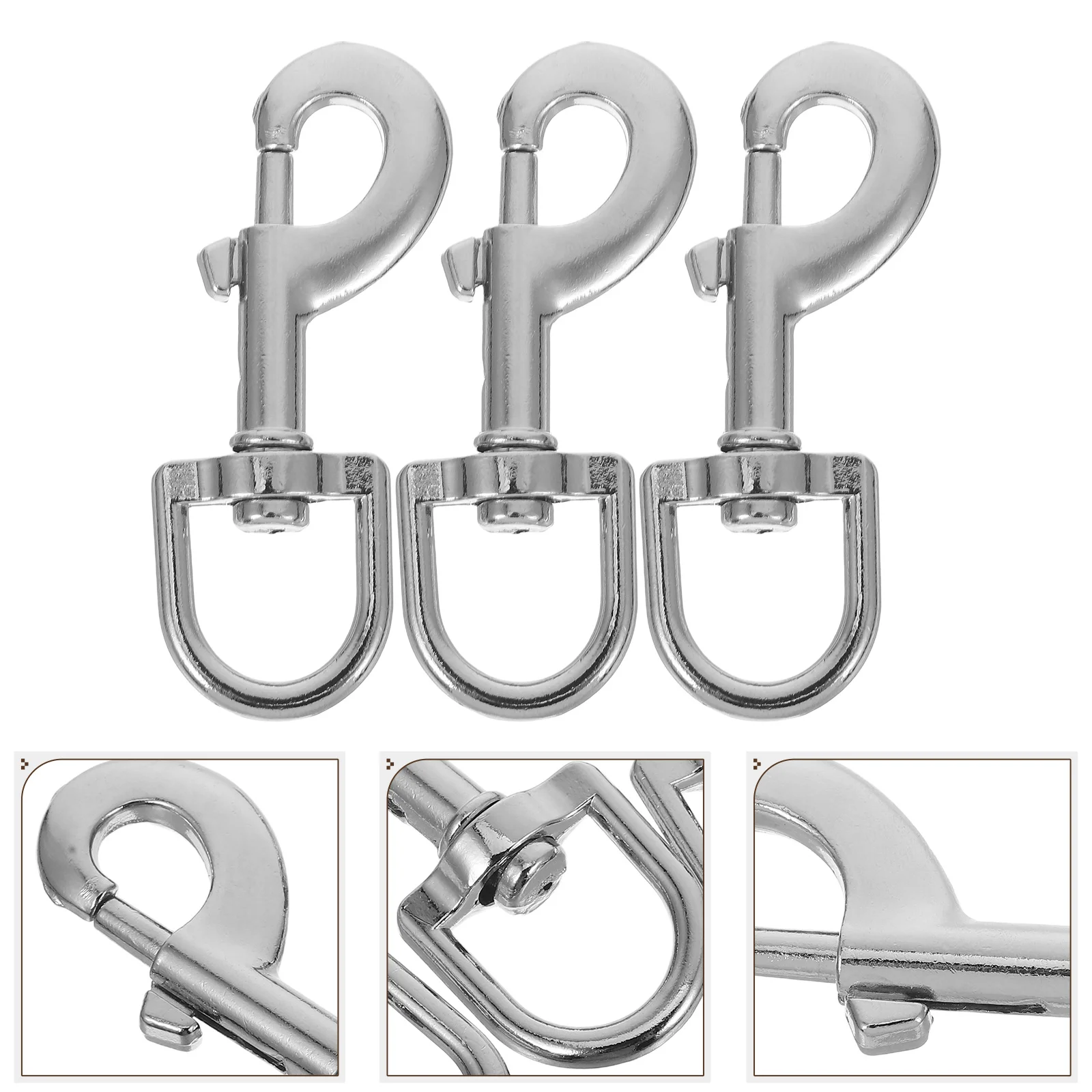 

3Pcs Zinc Alloy Dog Leash Clips Heavy Duty Swivel Snap Hooks Metal Clasp Stylish Electroplated Durable Strong Pet Accessory
