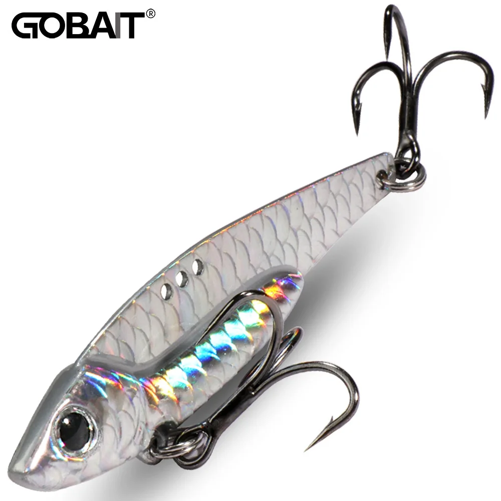 GOBAIT Spinner Spoon Metal Jig Bait 7.5g 10g 16g 20g VIB Ration Sinking Blade Spinning Treble Hook Pesca Tackle Sea Fishing Lure