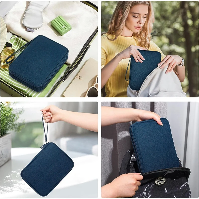 Electronics Organizer Travel, Travel Cord Organizer Case, Compact Electronics Spare Parts Accessories Bag - Navy Blue